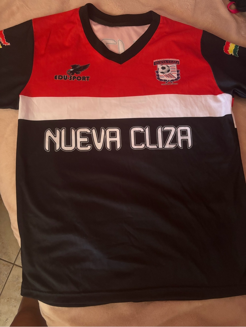 Nueva Cliza Red and Black Soccer Jersey